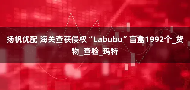 扬帆优配 海关查获侵权“Labubu”盲盒1992个_货物_查验_玛特